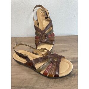 Earth Spirit Carlisle Sandals Comfort Slingback US 9 Brown Multi Leather Strappy